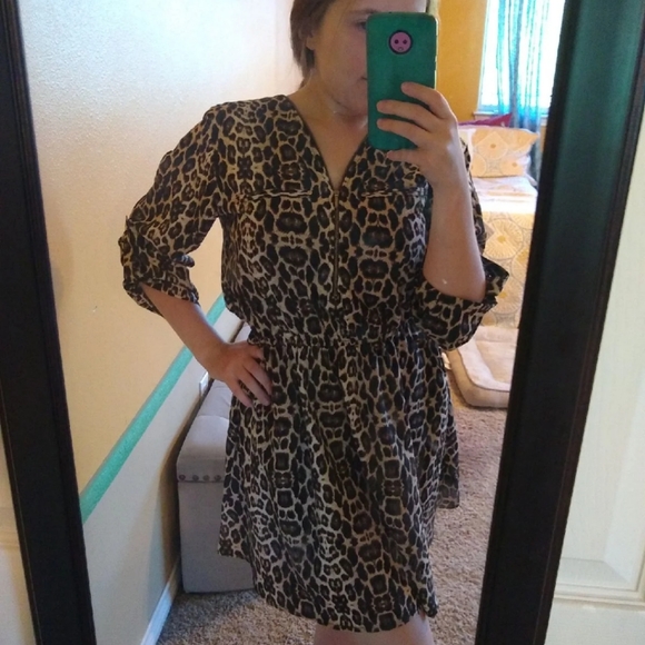 Leopard Print Quarter Zip Dress - Picture 4 of 4